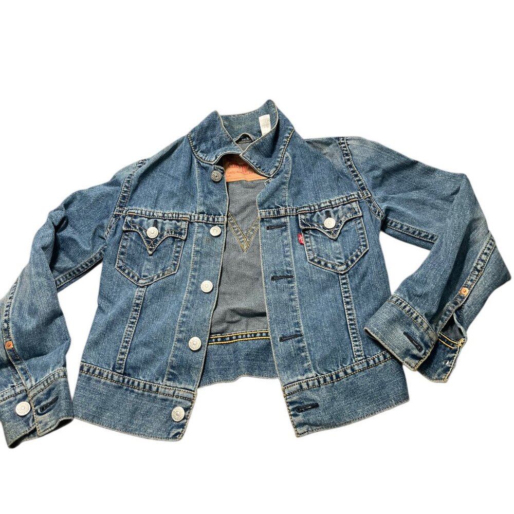 Levis Type-1 Iconic Jean Jacket Womens Size Medium Blue Denim Cotton Long Sleeve